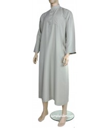 Thobe Qatari Dishdash Collar Men's Thawb Jubba Ad-Dafah - Ash Grey